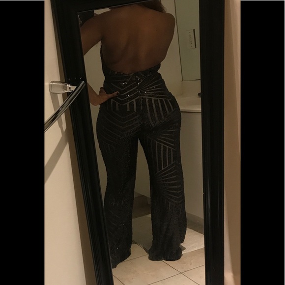 FEMME FATALE SEQUIN JUMPSUIT - BLACK (CUSTOM) - Picture 6 of 6